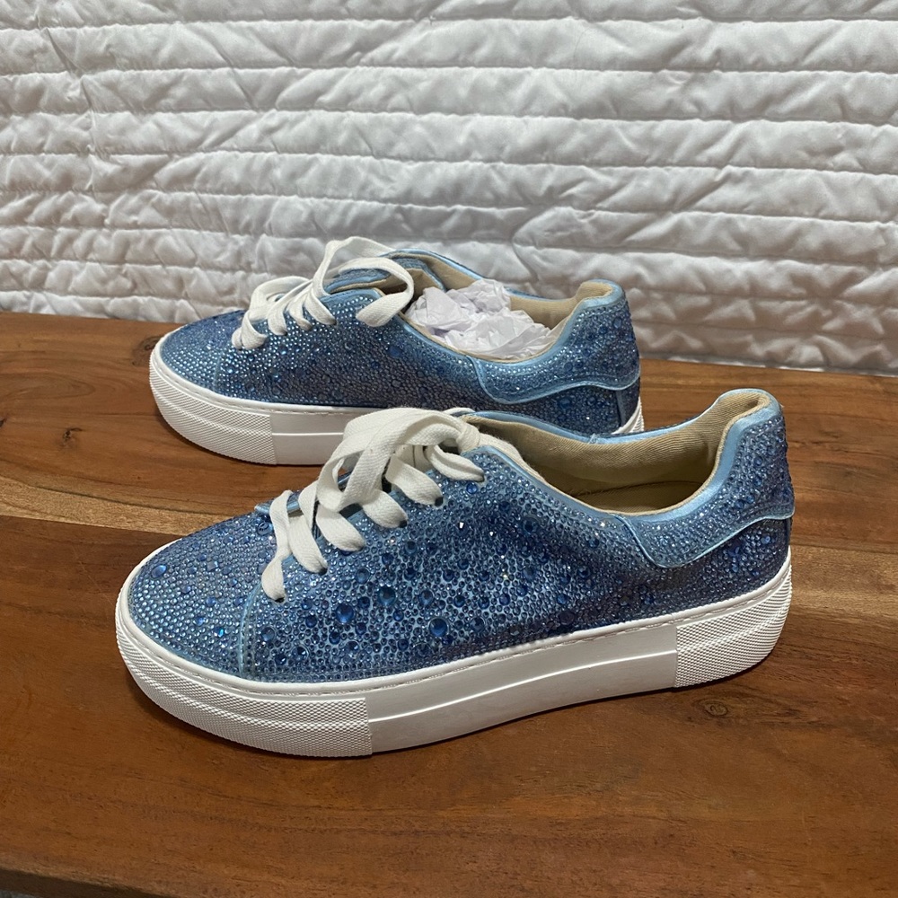 Betsy Johnson Sidny Blue Sneakers with rhinestones New without Tags